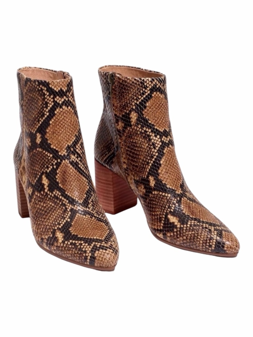 Madewell The Fiona Bootie in Wood Ash Multi Snake Embossed Leather Size 6